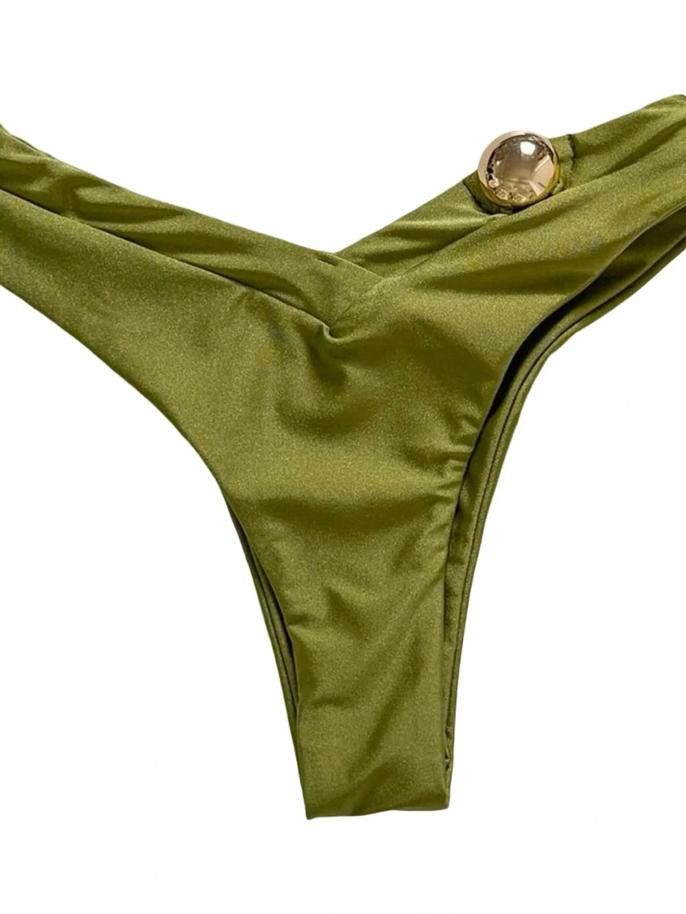 Olive Green Bikini Set with Gold Hardware | Triangle Bikini/Cheeky Bottom | NWOT